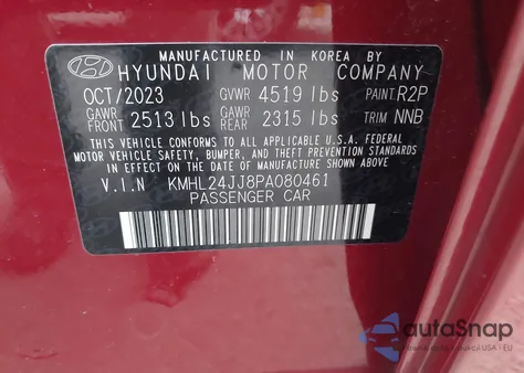 2023 Hyundai Sonata Hybrid Blue из США, поврежденный, VIN KMHL24JJ8PA080461